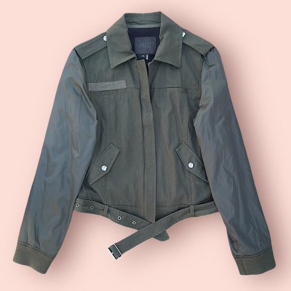 Paige “Sheryl” Olive Green Bomber Jacket - Picture 1 of 6